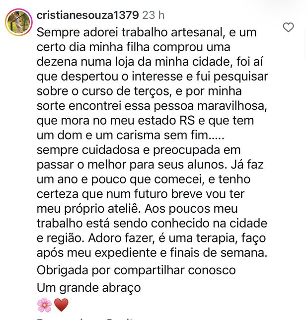 depoimento de aluna