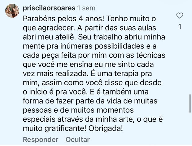 depoimento de aluna