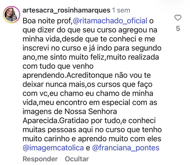 depoimento de aluna