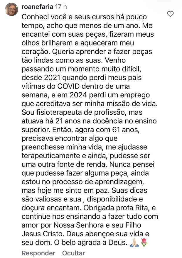 depoimento de aluna