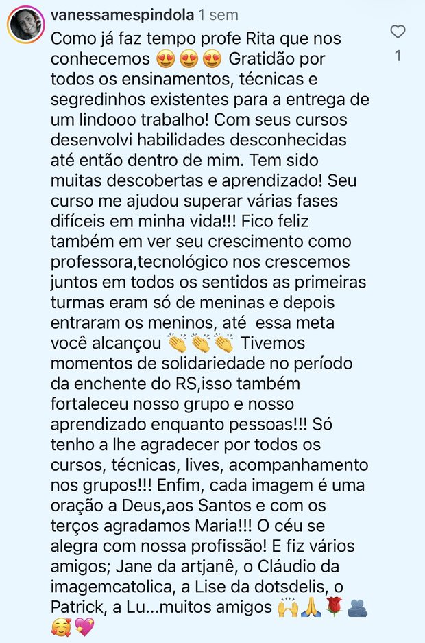 depoimento de aluna