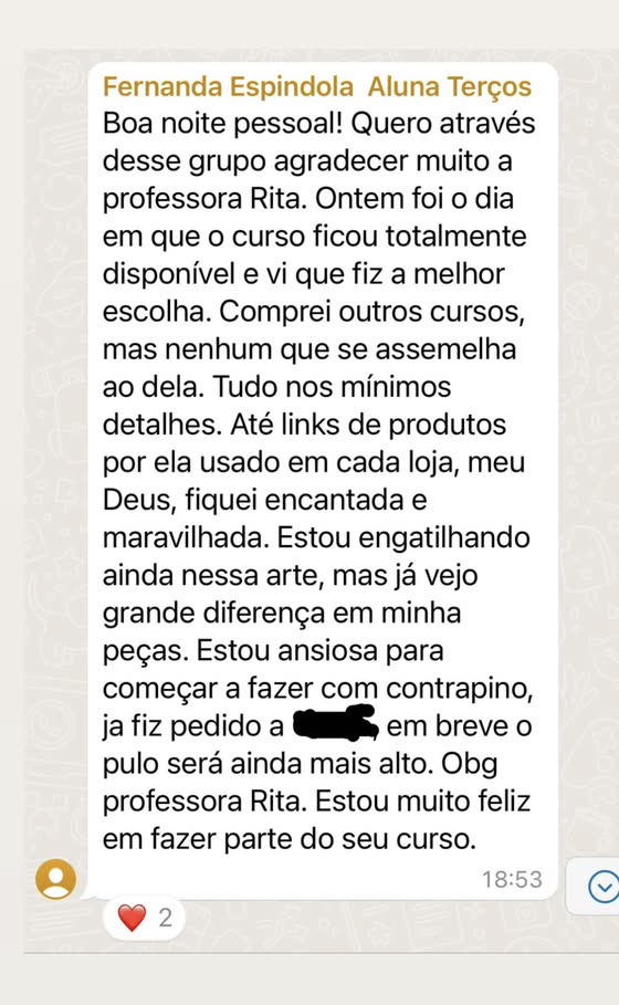 mensagem de aluna