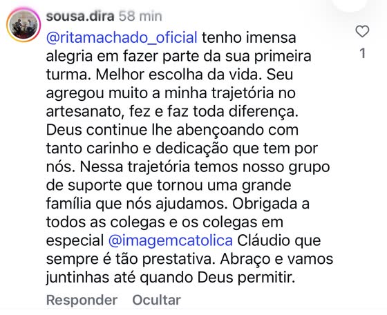 mensagem de aluna