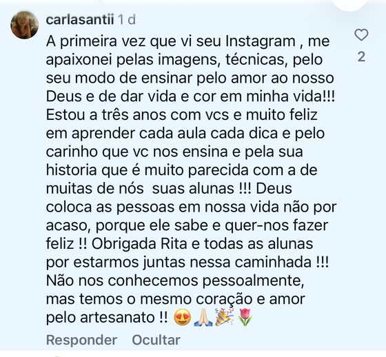mensagem de aluna
